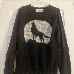 Urban Pipeline Men's Black Wolf Crewneck Sweater